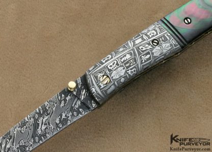 Don Hanson III Custom Knives Sole Authorship Damascus & Black Lip Tahitian Pearl Shell Linerlock - Image 2