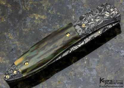 Don Hanson Custom Knife Mammoth with Sole Authorship Mosaic Damascus Linerlock - Image 3