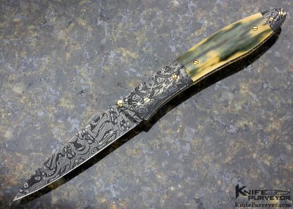 Don Hanson Custom Knife Mammoth with Sole Authorship Mosaic Damascus Linerlock