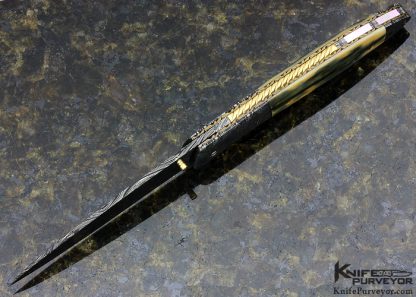 Don Hanson Custom Knife Mammoth with Sole Authorship Mosaic Damascus Linerlock - Image 4