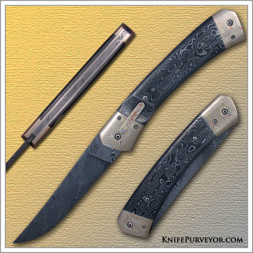 Don Hanson III's Custom Knife: Sole Authorship Damascus and Mokume Automatic Linerlock