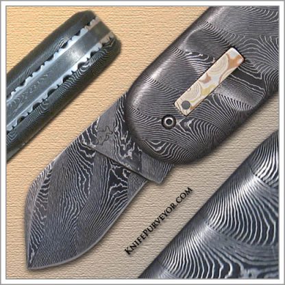 Don Hanson III's Custom Knife: Damascus Elephant Toe Auto - Image 2