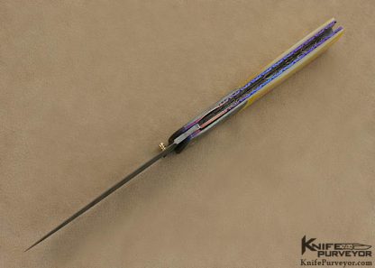 Don Hanson III Custom Knife Sole Authorship Damascus & Fluted South Sea Gold Lip Pearl Linerlock Dagger - Image 6