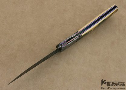 Don Hanson III Custom Knife Sole Authorship Damascus  Lever Release Linerlock  Feb 2 2012 - Image 6