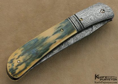 Don Hanson III Custom Knife Sole Authorship Damascus  Lever Release Linerlock  Feb 2 2012 - Image 3