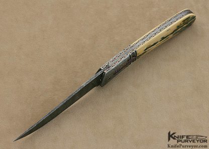 Don Hanson III Custom Knife Sole Authorship Damascus  Lever Release Linerlock  Feb 2 2012 - Image 4