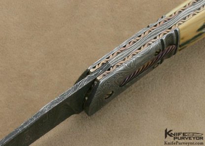 Don Hanson III Custom Knife Sole Authorship Damascus  Lever Release Linerlock  Feb 2 2012 - Image 5