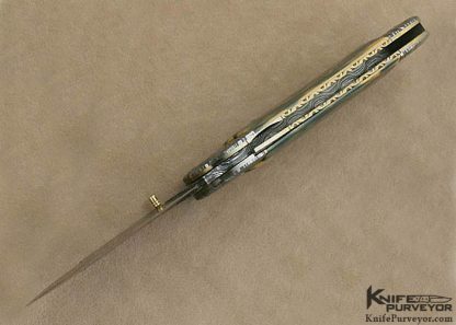 Don Hanson III Custom Knife  Sole Authorship Mosaic Damascus Elephant Toe Linerlock - Image 6