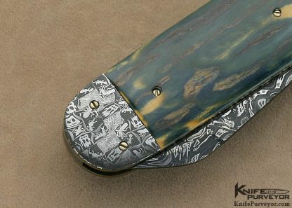 Don Hanson III Custom Knife  Sole Authorship Mosaic Damascus Elephant Toe Linerlock - Image 4