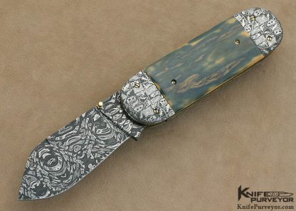 Don Hanson III Custom Knife  Sole Authorship Mosaic Damascus Elephant Toe Linerlock