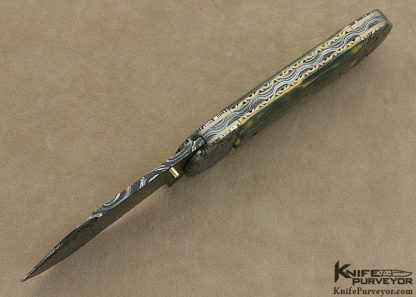 Don Hanson III Custom Knife  Sole Authorship Mosaic Damascus Elephant Toe Linerlock - Image 5