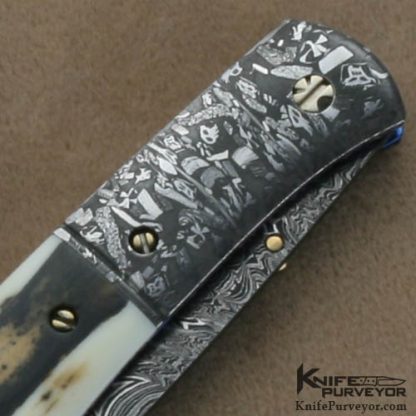 Don Hanson III Custom Knives Sole Authorship Damascus Linerlock - Image 4
