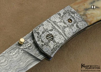 Don Hanson III Custom Knife Sole Authorship Damascus Linerlock - Image 2