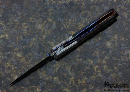 Don Maxwell Custom Knife Robert Eggerling Damascus, Meteorite & Black Lip Pearl Linerlock - Image 5