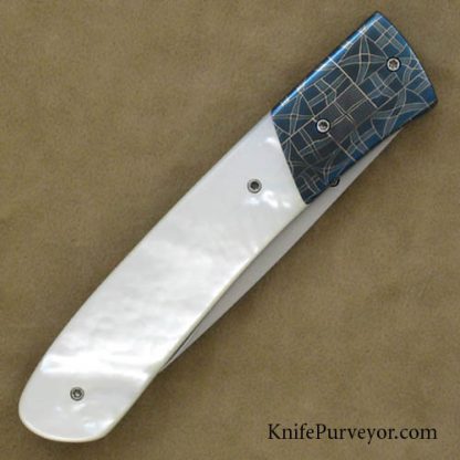 Don Maxwell Custom Knife Mother of Pearl & Eggerling Damascus  Linerlock - Image 3