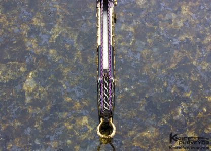 Donald Vogt Custom Knife Gold Inlay Mosaic Damascus Linerlock with Blacklip Pearl and Ruby - Image 6