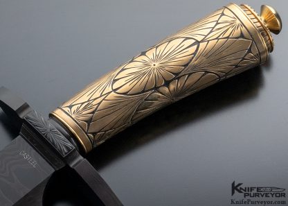 Doug Casteel Custom Knife Best Bowie 1999 Vegas Classic with Carved Bronze & Damascus Bowie - Image 2