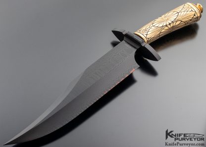 Doug Casteel Custom Knife Best Bowie 1999 Vegas Classic with Carved Bronze & Damascus Bowie