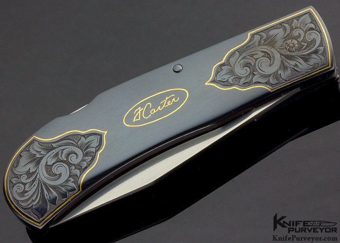 Dr. Fred Carter Custom Knife Sole Authorship Engraved Blued Lockback - Image 3