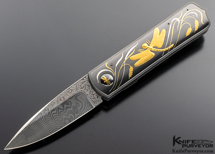Dr. Fred Carter Custom Knives Sole Authorship Engraved Dragonfly Linerlock 15284