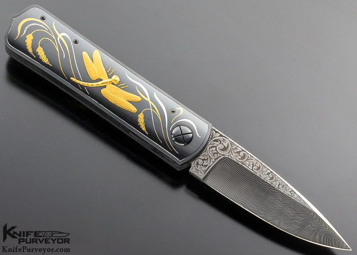 Dr. Fred Carter Custom Knives Sole Authorship Engraved Dragonfly Linerlock - Image 3