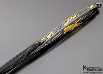 Dr. Fred Carter Custom Knife 24 Kt. Gold Inlays Dragonfly Dagger - Image 6