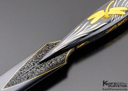 Dr. Fred Carter Custom Knife 24 Kt. Gold Inlays Dragonfly Dagger - Image 2