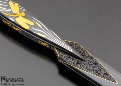 Dr. Fred Carter Custom Knife 24 Kt. Gold Inlays Dragonfly Dagger - Image 4