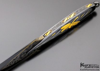 Dr. Fred Carter Custom Knife 24 Kt. Gold Inlays Dragonfly Dagger - Image 5