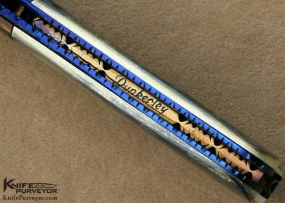 Rick Dunkerely Custom Knife Blued Sole Authorship Damascus  Linerlock - Image 6