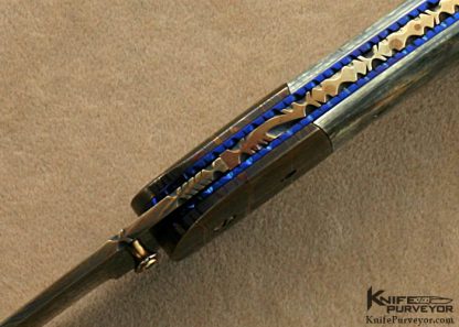 Rick Dunkerely Custom Knife Blued Sole Authorship Damascus  Linerlock - Image 5