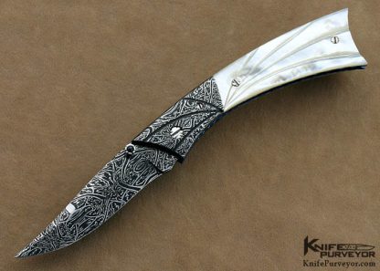 Rick Dunkerley Custom Knife Sole Authorship Mosaic Damascus & Mother of Pearl Linerlock