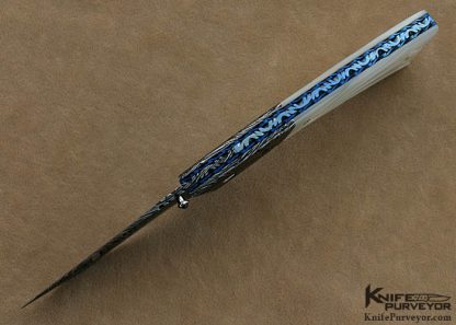 Rick Dunkerley Custom Knife Sole Authorship Mosaic Damascus & Mother of Pearl Linerlock - Image 4