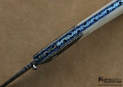 Rick Dunkerley Custom Knife Sole Authorship Mosaic Damascus & Mother of Pearl Linerlock - Image 5