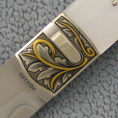 Durvyn Howard Custom Knife Mother of Pearl Automatic Engraved by Ron Skaggs - Image 3