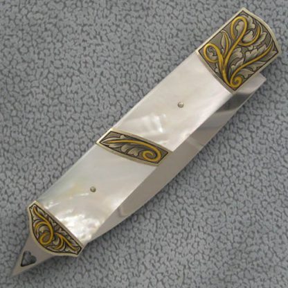 Durvyn Howard Custom Knife Mother of Pearl Automatic Engraved by Ron Skaggs - Image 2