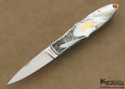 Durvyn Howard Custom Knife Jon Robyn Engraved Pearl Lockback