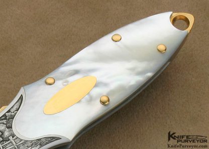 Durvyn Howard Custom Knife Jon Robyn Engraved Pearl Lockback - Image 3