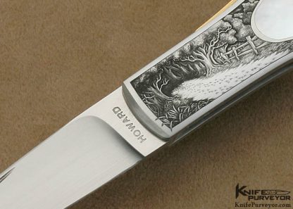 Durvyn Howard Custom Knife Jon Robyn Engraved Pearl Lockback - Image 2
