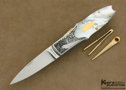 Durvyn Howard Custom Knife Jon Robyn Engraved Pearl Lockback - Image 4