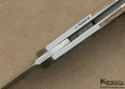 Durvyn Howard Custom Knife Jon Robyn Engraved Jigged Bone Front Lock made for Barrett Smythe - Image 9