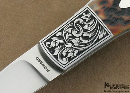Durvyn Howard Custom Knife Jon Robyn Engraved Jigged Bone Front Lock made for Barrett Smythe - Image 2