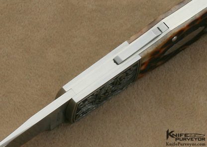 Durvyn Howard Custom Knife Jon Robyn Engraved Jigged Bone Front Lock made for Barrett Smythe - Image 7