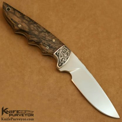 Dusty Moulton Custom Knife Sole Authorship Engraved Stabilized Wood Night Wing - Image 3