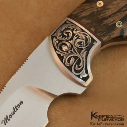 Dusty Moulton Custom Knife Sole Authorship Engraved Stabilized Wood Night Wing - Image 2
