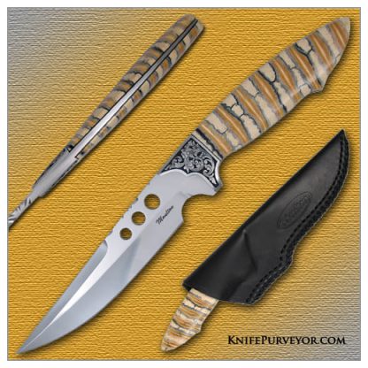 Dusty Moulton's Custom Knife: Sole Authorship Engraved Predator with Mammoth Tooth Scales
