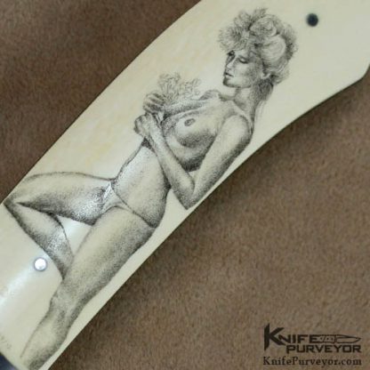 Russell Easler Custom Knife Denise Kondria Scrimmed Pre-Ban Ivory Boot Knife - Image 3