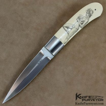 Russell Easler Custom Knife Denise Kondria Scrimmed Pre-Ban Ivory Boot Knife