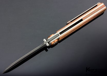 Eddie Baca Custom Knife "Space Rayzor" with Composite Blade of D2 "Cutting Edge" & CPM154 "Back of Blade" and Pinstriped Copper Frame Lock Complete with Titanium & Copper Clip - Image 4