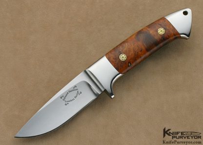 Edmund Davidson Custom Knife Jere Davidson Engraved Desert Ironwood Integral "Bob Loveless" Style Drop Point Hunter